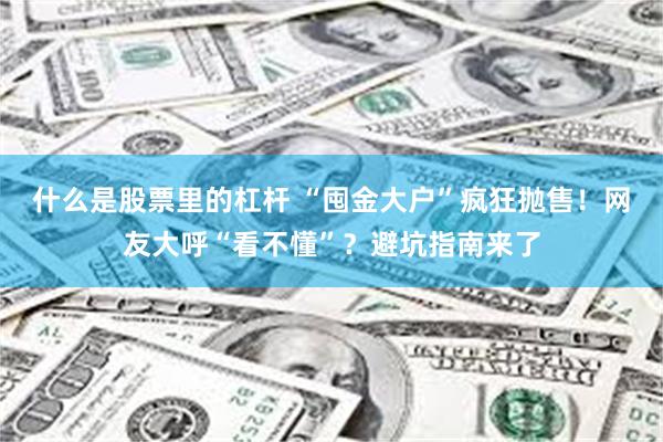 什么是股票里的杠杆 “囤金大户”疯狂抛售！网友大呼“看不懂”？避坑指南来了